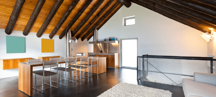 Stylish Converted loft dining area