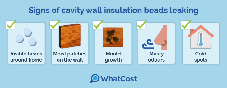 Signs of cavity wall insulation beads leaking 